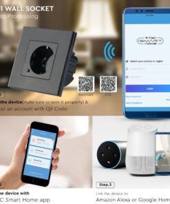 Wi-Fi Πρίζα Σούκο Μαύρη Πλαστικό & Γυαλί Smart Home Συμβατή Με Amazon Alexa & Google Home V-TAC – 8797