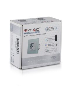 Wi-Fi Πρίζα Σούκο Μαύρη Πλαστικό & Γυαλί Smart Home Συμβατή Με Amazon Alexa & Google Home V-TAC – 8797