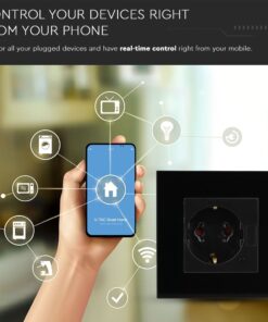 Wi-Fi Πρίζα Σούκο Μαύρη Πλαστικό & Γυαλί Smart Home Συμβατή Με Amazon Alexa & Google Home V-TAC – 8797