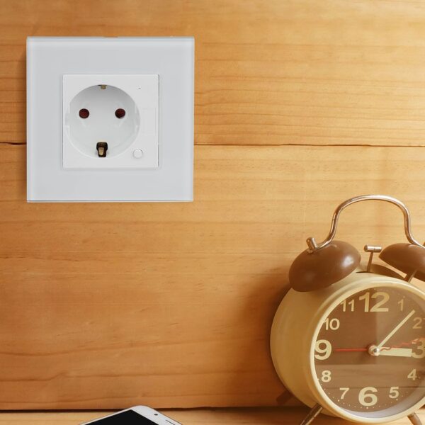 Wi-Fi Πρίζα Σούκο Λευκή Πλαστικό & Γυαλί Smart Home Συμβατή Με Amazon Alexa & Google Home V-TAC – 8798