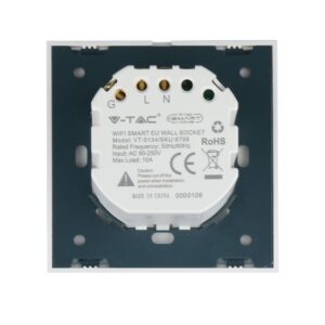 Wi-Fi Πρίζα Σούκο Λευκή Πλαστικό & Γυαλί Smart Home Συμβατή Με Amazon Alexa & Google Home V-TAC – 8798