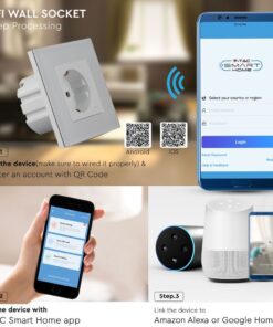 Wi-Fi Πρίζα Σούκο Λευκή Πλαστικό & Γυαλί Smart Home Συμβατή Με Amazon Alexa & Google Home V-TAC – 8798