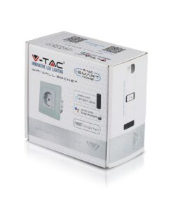 Wi-Fi Πρίζα Σούκο Λευκή Πλαστικό & Γυαλί Smart Home Συμβατή Με Amazon Alexa & Google Home V-TAC – 8798