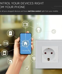 Wi-Fi Πρίζα Σούκο Λευκή Πλαστικό & Γυαλί Smart Home Συμβατή Με Amazon Alexa & Google Home V-TAC – 8798