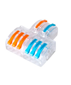 GloboStar® FAST-CONNECT 69910 Διπλή σε Εξαπλή Κλέμα Ταχείας Σύνδεσης & Διακλάδωσης Καλωδίων – 2 x Είσοδοι & 6 x Έξοδοι με Συμβατή Διατομή Καλωδίων 0.08mm² έως 2.5mm² – 250V/4KV 32A Max – Μ3.6 x Π4 x Υ1.5cm – Διάφανο με Πορτοκαλί & Μπλε – Πακέτο 5 Τεμαχίων – 5 Years Warranty