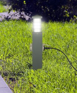 Φωτιστικό Κολωνάκι Δαπέδου με 2 Πρίζες Σούκο Ασφαλείας Γκρι IP44 V-TAC – 8822