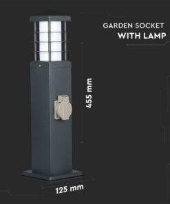 Φωτιστικό Κολωνάκι Δαπέδου με 2 Πρίζες Σούκο Ασφαλείας Γκρι IP44 V-TAC – 8822