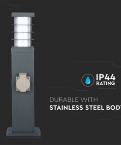 Φωτιστικό Κολωνάκι Δαπέδου με 2 Πρίζες Σούκο Ασφαλείας Γκρι IP44 V-TAC – 8822