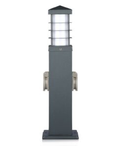 Φωτιστικό Κολωνάκι Δαπέδου με 2 Πρίζες Σούκο Ασφαλείας Γκρι IP44 V-TAC – 8822