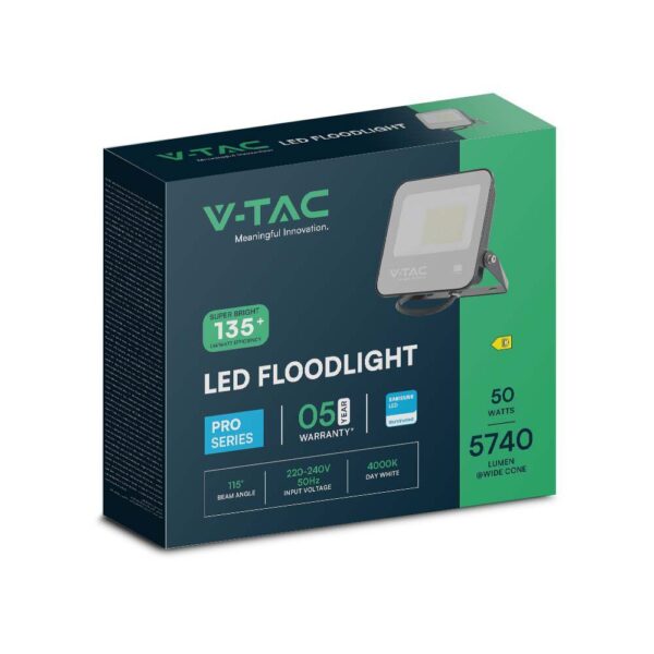 Προβολέας LED Samsung chip 50W 4000K Μαύρου Χρώματος IP65 V-TAC – 8844
