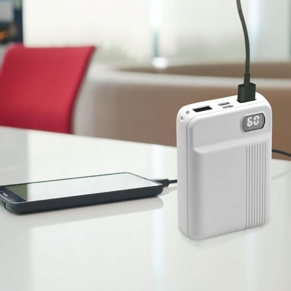 Power Bank 10000mAh με Οθόνη και 2 Θύρες Type-C/Micro USB και 2 Θύρες USB Λευκό V-TAC – 8851