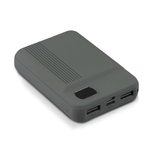 Power Bank 10000mAh με Οθόνη και 2 Θύρες Type-C/Micro USB και 2 Θύρες USB Γκρι V-TAC – 8852