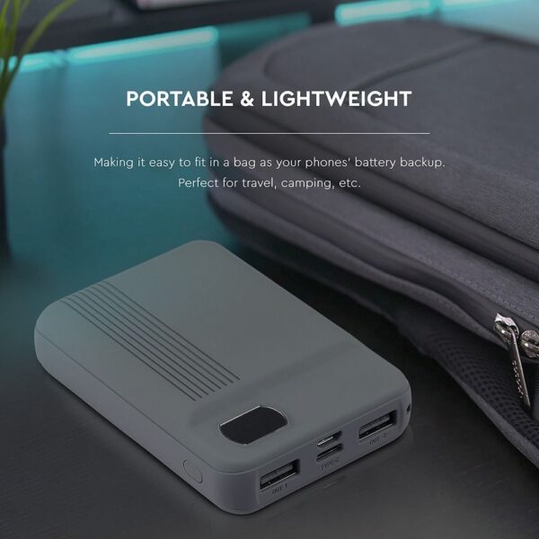 Power Bank 10000mAh με Οθόνη και 2 Θύρες Type-C/Micro USB και 2 Θύρες USB Γκρι V-TAC – 8852