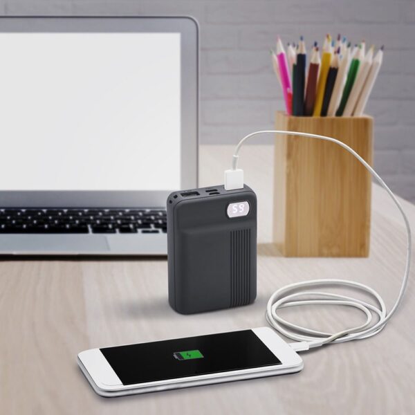 Power Bank 10000mAh με Οθόνη και 2 Θύρες Type-C/Micro USB και 2 Θύρες USB Γκρι V-TAC – 8852