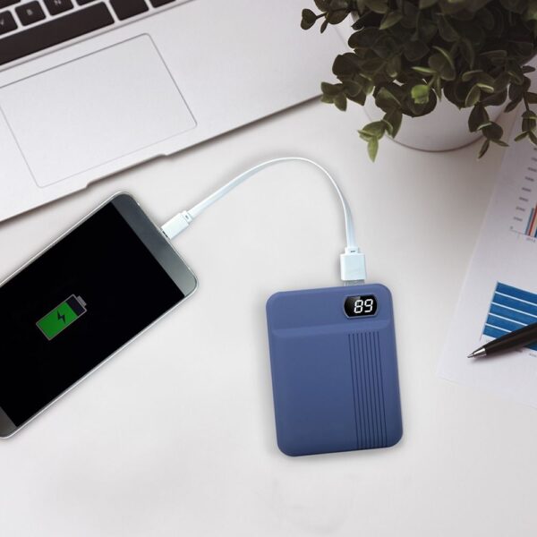 Power Bank 10000mAh με Οθόνη και 2 Θύρες Type-C/Micro USB και 2 Θύρες USB Μπλε V-TAC – 8853