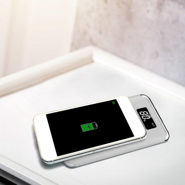 Power Bank Wireless Charging 10000mAh με Οθόνη και 2 Θύρες Type-C/Micro USB και 2 Θύρες USB Άσπρο V-TAC – 8854