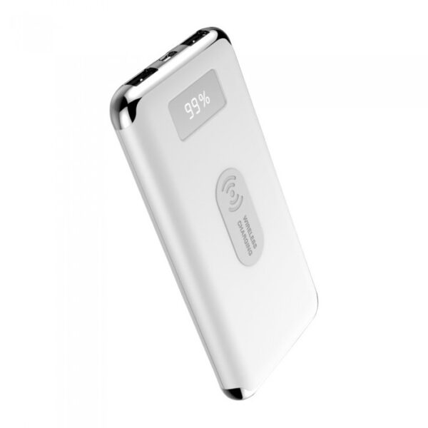 Power Bank Wireless Charging 10000mAh με Οθόνη και 2 Θύρες Type-C/Micro USB και 2 Θύρες USB Άσπρο V-TAC - 8854