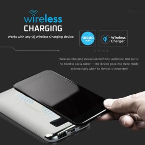 Power Bank Wireless Charging 10000mAh με Οθόνη και 2 Θύρες Type-C/Micro USB και 2 Θύρες USB Άσπρο V-TAC – 8854