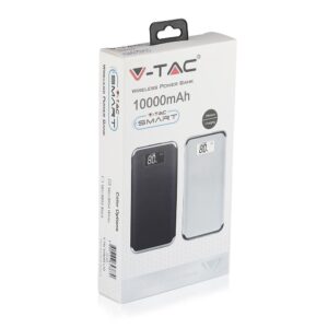 Power Bank Wireless Charging 10000mAh με Οθόνη και 2 Θύρες Type-C/Micro USB και 2 Θύρες USB Άσπρο V-TAC – 8854