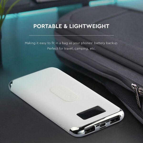 Power Bank Wireless Charging 10000mAh με Οθόνη και 2 Θύρες Type-C/Micro USB και 2 Θύρες USB Άσπρο V-TAC – 8854