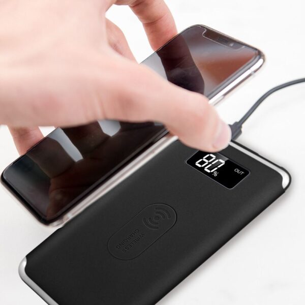 Power Bank Wireless Charging 10000mAh με Οθόνη και 2 Θύρες Type-C/Micro USB και 2 Θύρες USB Μαύρο V-TAC – 8855