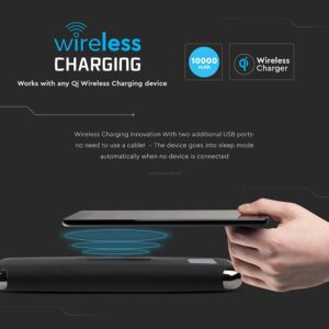 Power Bank Wireless Charging 10000mAh με Οθόνη και 2 Θύρες Type-C/Micro USB και 2 Θύρες USB Μαύρο V-TAC – 8855