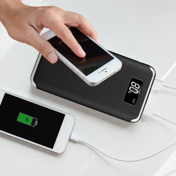 Power Bank Wireless Charging 10000mAh με Οθόνη και 2 Θύρες Type-C/Micro USB και 2 Θύρες USB Μαύρο V-TAC – 8855