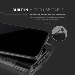 Power Bank Wireless Charging 20000mAh με Οθόνη Ενσωματωμένο Καλώδιο 2 Θύρες Type-C/Micro USB & 2 Θύρες USB Μαύρο V-TAC – 8859