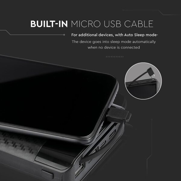 Power Bank Wireless Charging 20000mAh με Οθόνη Ενσωματωμένο Καλώδιο 2 Θύρες Type-C/Micro USB & 2 Θύρες USB Μαύρο V-TAC – 8859