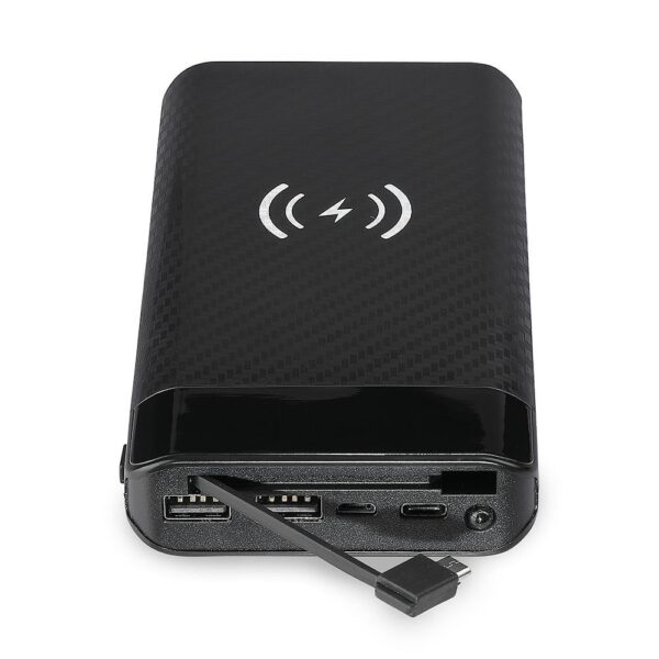 Power Bank Wireless Charging 20000mAh με Οθόνη Ενσωματωμένο Καλώδιο 2 Θύρες Type-C/Micro USB & 2 Θύρες USB Μαύρο V-TAC – 8859