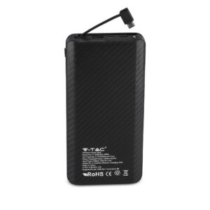 Power Bank Wireless Charging 20000mAh με Οθόνη Ενσωματωμένο Καλώδιο 2 Θύρες Type-C/Micro USB & 2 Θύρες USB Μαύρο V-TAC – 8859