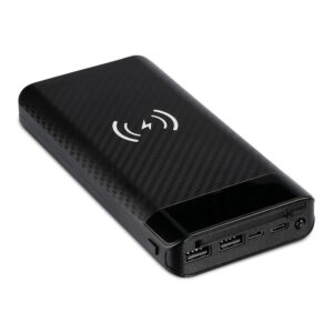 Power Bank Wireless Charging 20000mAh με Οθόνη Ενσωματωμένο Καλώδιο 2 Θύρες Type-C/Micro USB & 2 Θύρες USB Μαύρο V-TAC – 8859