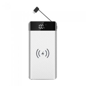 Power Bank Wireless Charging 20000mAh με Οθόνη Ενσωματωμένο Καλώδιο 2 Θύρες Type-C/Micro USB & 2 Θύρες USB Λευκό V-TAC – 8860