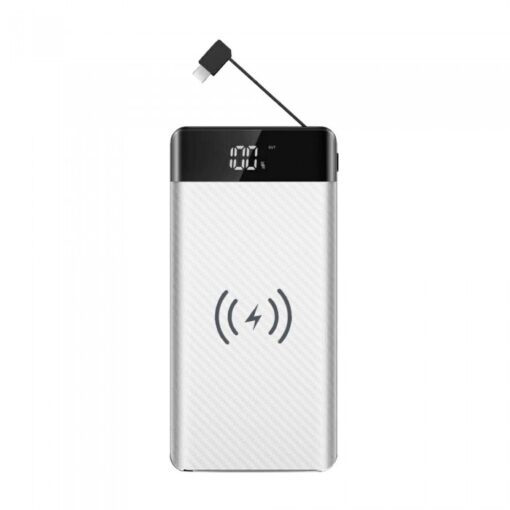 Power Bank Wireless Charging 20000mAh με Οθόνη Ενσωματωμένο Καλώδιο 2 Θύρες Type-C/Micro USB & 2 Θύρες USB Λευκό V-TAC – 8860