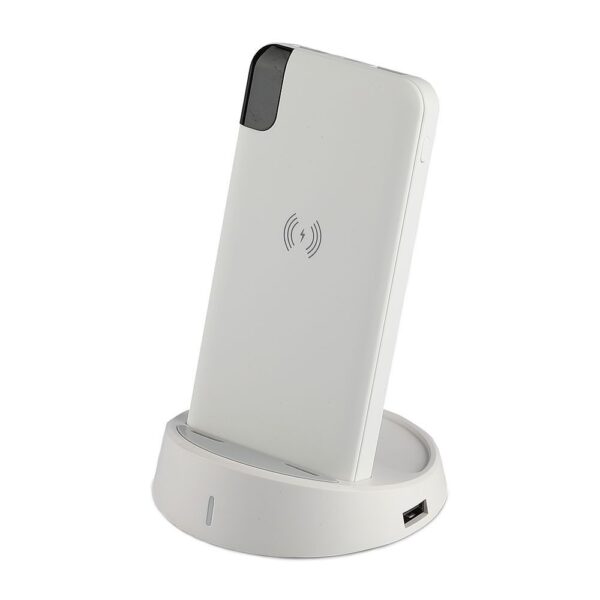 Wireless Power Bank 8000mAh με λευκό σώμα και βάση V-TAC – 8861