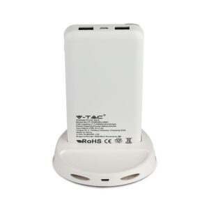 Wireless Power Bank 8000mAh με λευκό σώμα και βάση V-TAC – 8861