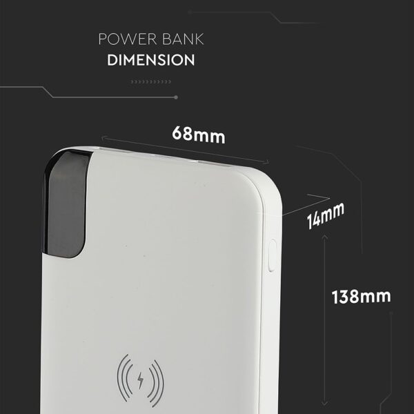 Wireless Power Bank 8000mAh με λευκό σώμα και βάση V-TAC – 8861