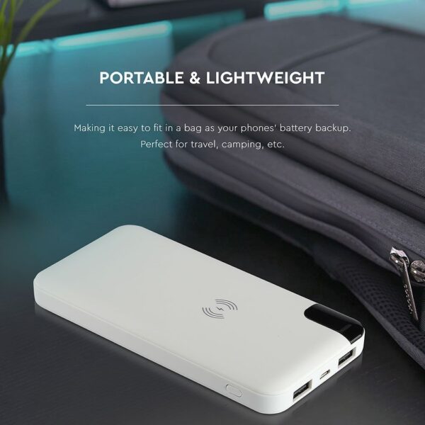 Wireless Power Bank 8000mAh με λευκό σώμα και βάση V-TAC – 8861