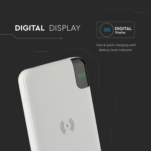 Wireless Power Bank 8000mAh με λευκό σώμα και βάση V-TAC – 8861