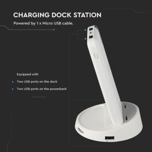 Wireless Power Bank 8000mAh με λευκό σώμα και βάση V-TAC – 8861