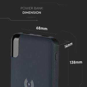 Wireless Power Bank 8000mAh με μπλε σώμα και βάση V-TAC – 8862