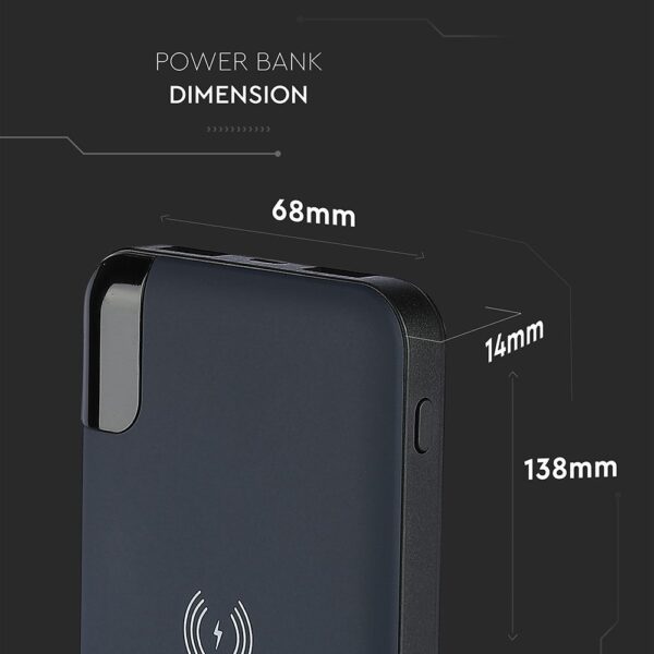 Wireless Power Bank 8000mAh με μπλε σώμα και βάση V-TAC – 8862