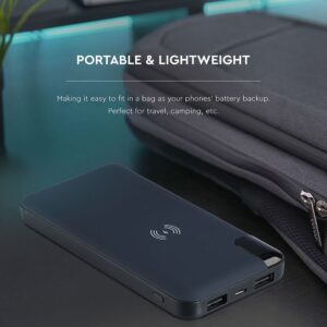 Wireless Power Bank 8000mAh με μπλε σώμα και βάση V-TAC – 8862