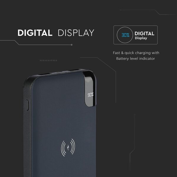 Wireless Power Bank 8000mAh με μπλε σώμα και βάση V-TAC – 8862