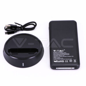Power Bank Wireless Charging 8000mAh με Οθόνη και Βάση Φόρτισης Μαύρο V-TAC – 8863
