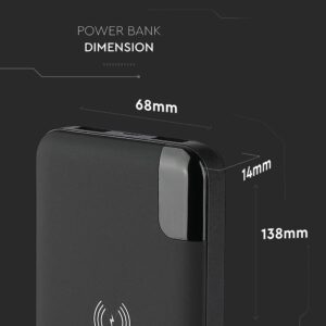 Power Bank Wireless Charging 8000mAh με Οθόνη και Βάση Φόρτισης Μαύρο V-TAC – 8863