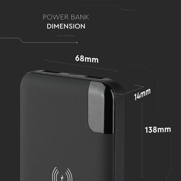 Power Bank Wireless Charging 8000mAh με Οθόνη και Βάση Φόρτισης Μαύρο V-TAC – 8863