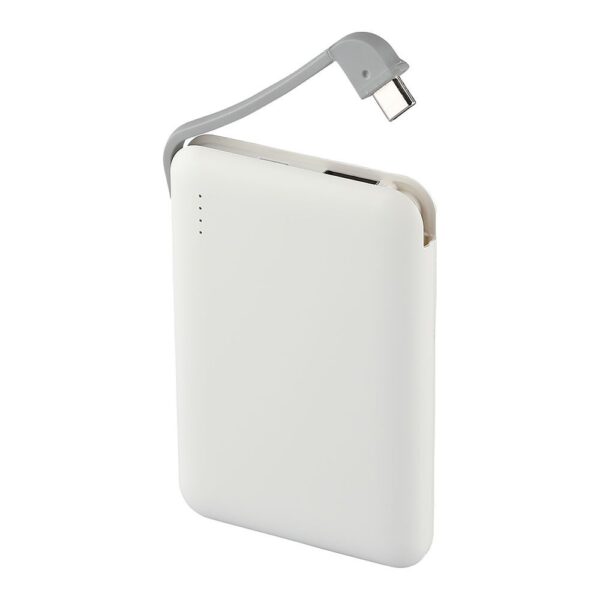 Power Bank 5000mAh Λευκό V-TAC με ενσωματωμένο καλώδιο – 8864