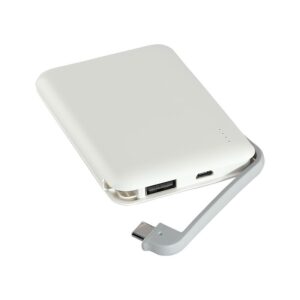 Power Bank 5000mAh Λευκό V-TAC με ενσωματωμένο καλώδιο – 8864