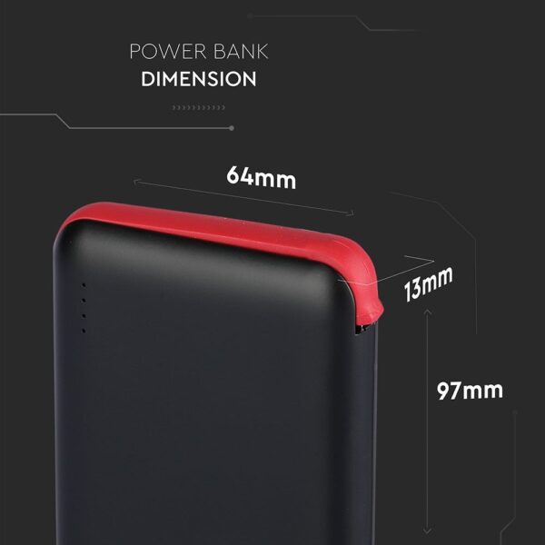Power Bank 5000mAh Μαύρο V-TAC με ενσωματωμένο καλώδιο – 8865